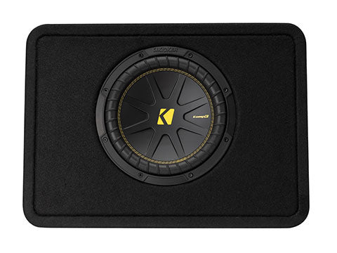 Kicker CompC 10-inch (25cm) Sub in Thin Profile Enclosure, 2-Ohm, RoHS Compliant